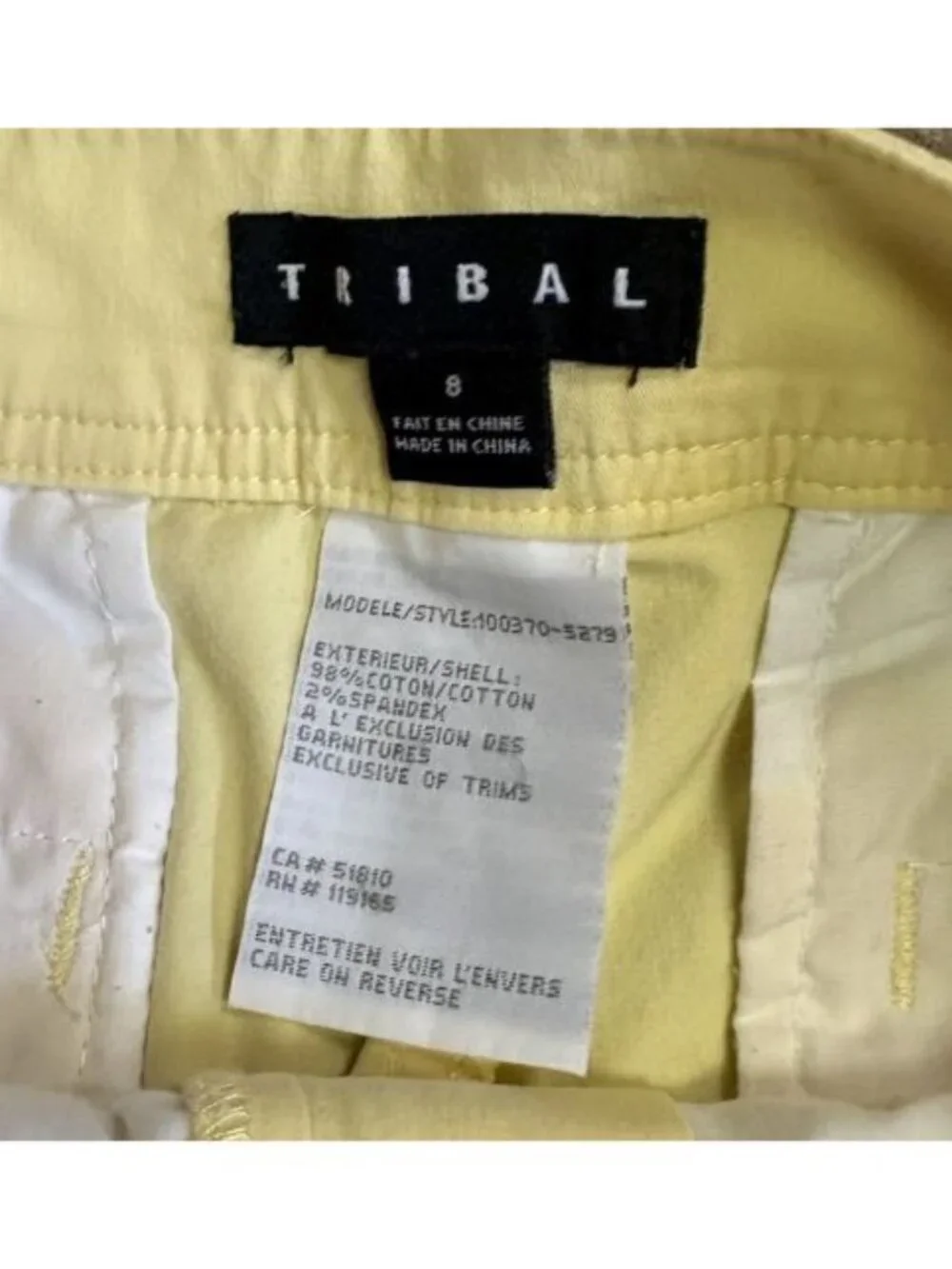 Tribal Women’s Bermuda Shorts Size 8 Yellow Cotton Blend Chino Flat Front - Picture 3 of 4